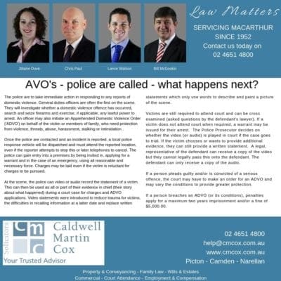 AVO’s – police called – what next?