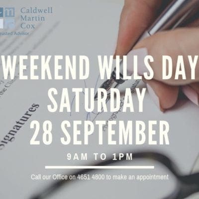 Weekend Wills Day – Back by Popular Demand